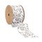 LaRibbons 2 1/2" Wired Ribbon "Scroll" White/Silver, 10 Yard Roll